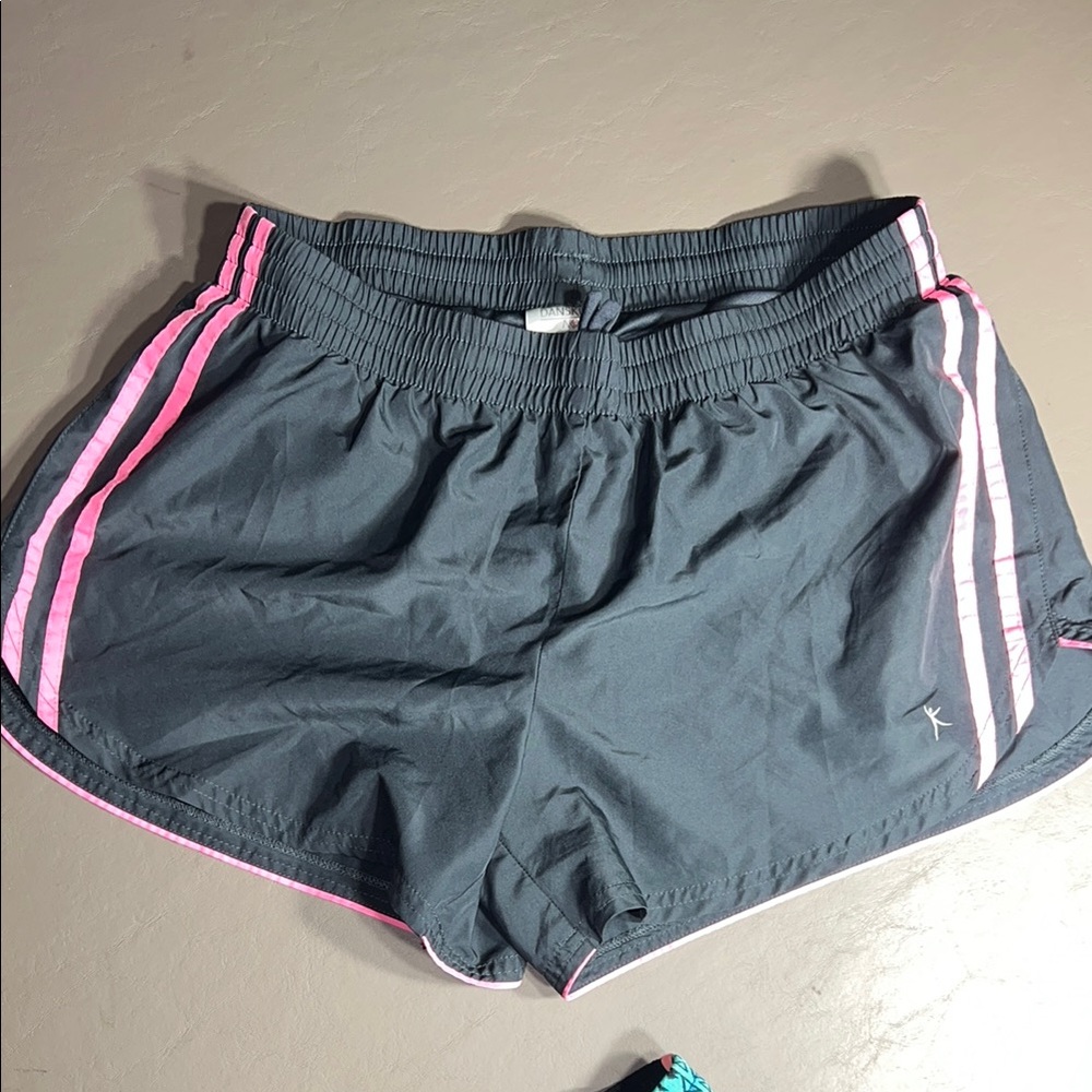 Danskin Now Gray and Pink Athletic Shorts with Elastic Waistband